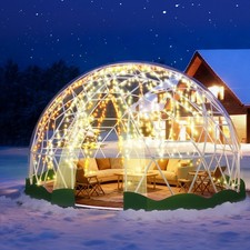 10 ft Garden Bubble Tent for 2-4 Person Outdoor Clear Geodesic Dome White Trim