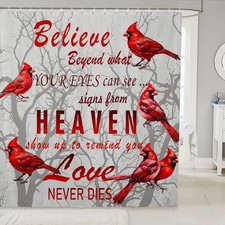 Cardinal Bird Shower Curtain Farmhouse Red Birds Bath Curtain for Bathroom fo...