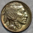 AU-UNC 1916-P Buffalo Nickel, Pastel-Toned, Lustrous specimen.