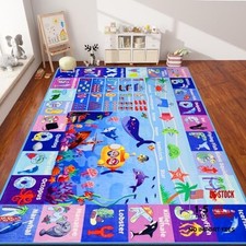 ABC Kids Rug for Playroom 59" 78.7" Ocean Rug Baby L- 59 78.7 IN Ocean Animals