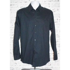 Kenneth Cole New York Men's 15.5 34-35 Black Cotton Button Down Dress Shirt