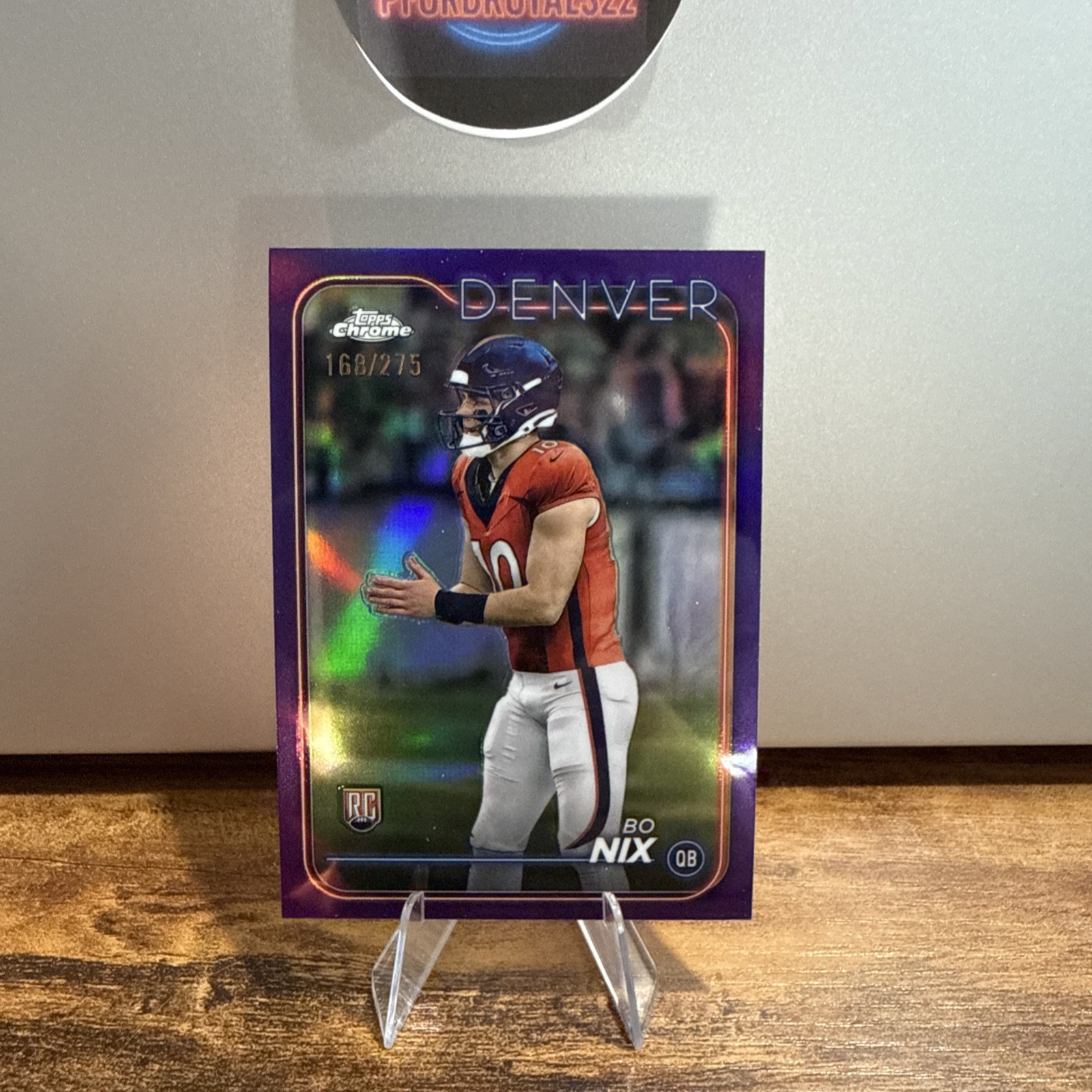 2024 Topps Chrome - Rookies Bo Nix #206 Purple Refractor /275 (RC)