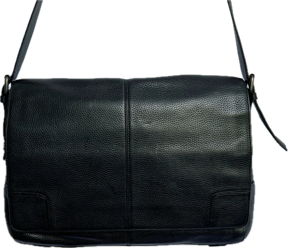 Hugo Boss Vintage Messenger Tasche Schwarz Leder Umhänge Tasche Herren  Vachette - Bild 2 von 4