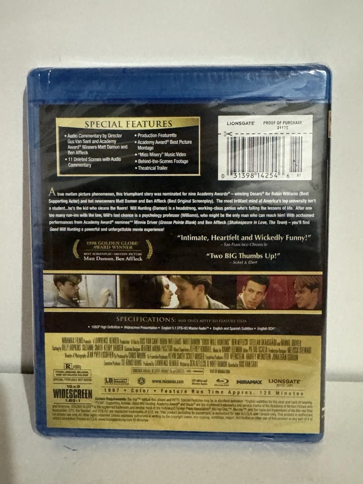 Good Will Hunting Blu-Ray 2011 Brand New Sealed - Image 2 of 4