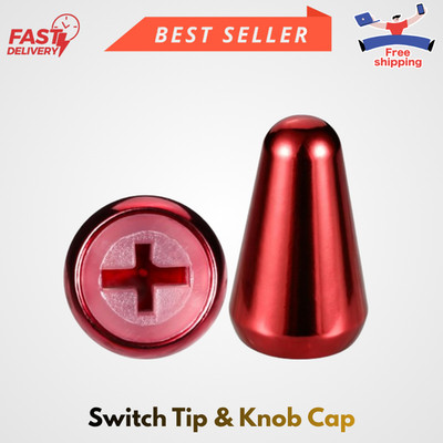 Chrome 5-Way Switch Tip & Knob Cap Set for Fender Strat/Telecaster (Red)