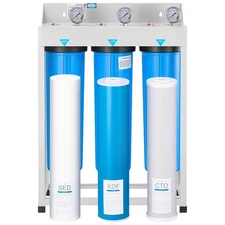 3-Stage Whole House Water Filter System 4.5" x 20" KDF Heavy Metal Removal