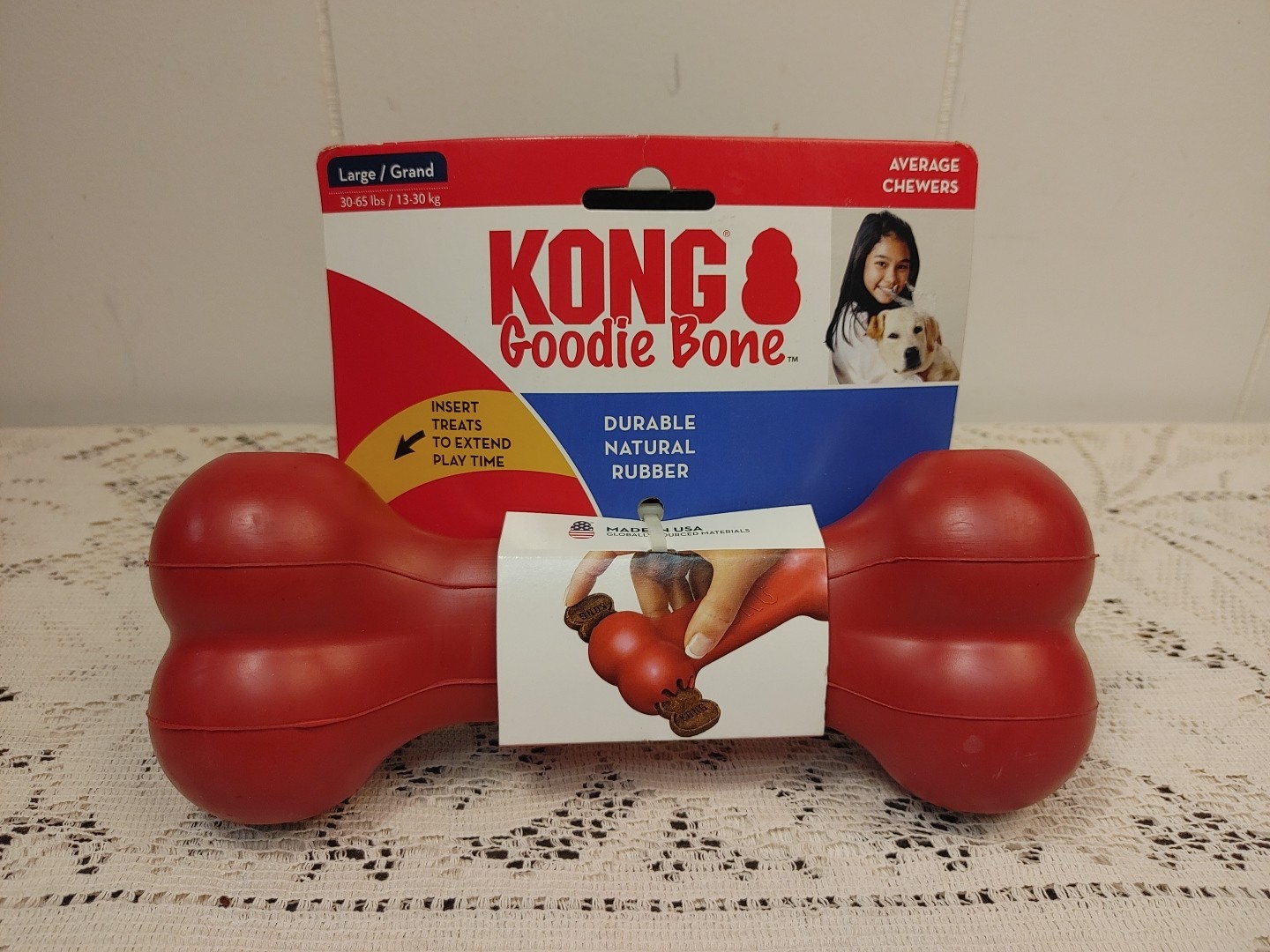 KONG Classic Goodie Bone NEW SIZE L 30-65 lbs Durable Dog Ch