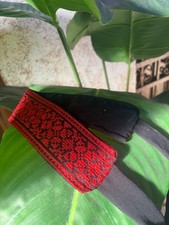 Palestinian Inspired Embroidered Headband Red  Black Traditional Hair Accessory