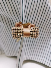 Complex Biz Brown Ribbon Dessert Clip with Rhinestones