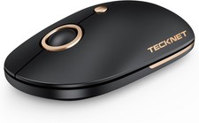 TECKNET Computer Mouse - Silent Wireless 4800 DPI Ambidextrous Black Gold