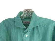 Eton Slim Fit Green  White Micro Gingham Check Dress Shirt M 