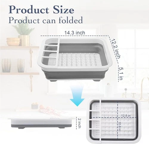 1 Faltbar Abtropffläche Geschirr Halter Geschirr Trockengestell Spüle Organizer Küche - Bild 2 von 11