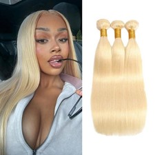 22 24 26 Inch 613 Blonde Straight Human Hair Bundles Silky Weft Bulk Set