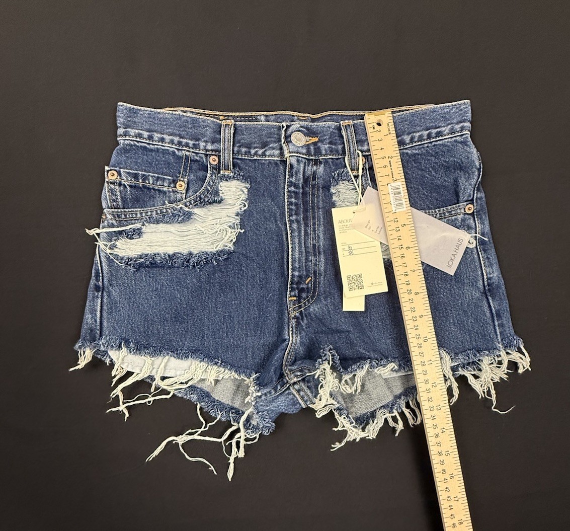 Levi's 505 Denim Cutoff Shorts Distressed High Waist W30 USA Made