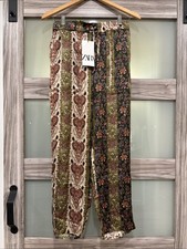 NWT Zara Multicolor Hippie Moroccan Printed Wide Leg Pants Size M Pockets