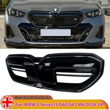 For BMW 5 Series I5 G60 G61 2024+ Front Main Grille Gloss Black with LED Light