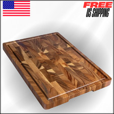 Walnut Wood Cutting Board for Kitchen, End Grain Chopping Board W Juice Groove