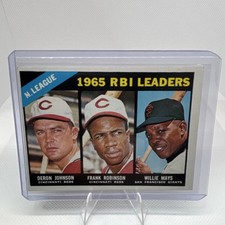 Topps 1966 League Leaders 1965 RBI #219 Willie Mays Frank Robinson Deron Johnson