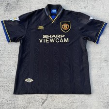 VINTAGE MANCHESTER UNITED ERIC CANTONA 7 JERSEY XL AWAY SHIRT UMBRO black sharp