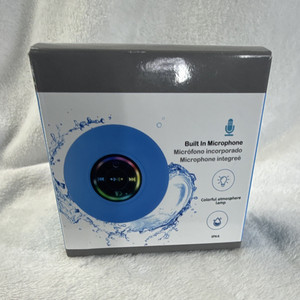 IPX4 Splashproof Bluetooth Portable Speaker w/ Mic 400mAh Round, Blue