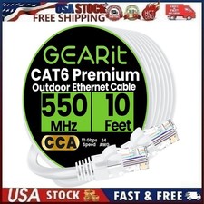 GEARit RJ45 Cat-6 Outdoor Ethernet Patch Cable 10Gpbs Transfer Speed Gold-Plated
