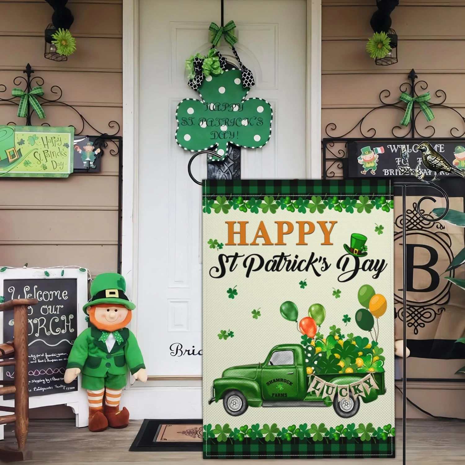 St Patricks Day Truck Garden Flag, Happy St Patrick'S Day