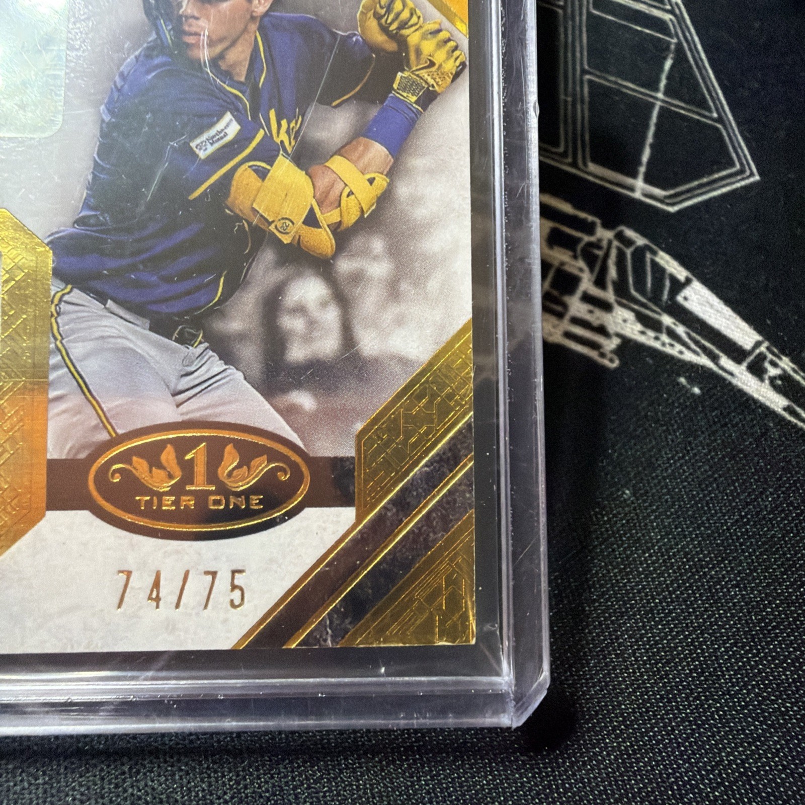 2025 Topps Tier One Christian Yelich Jumbo Patch Relic Auto /75 #AJR-CY view 8