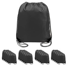 Drawstring Backpack Bags,30,50 Packs Reflective String Bags for Gym 20 Black
