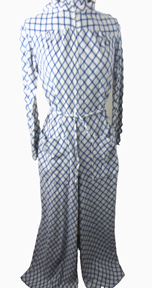 Raro De Colección MISS ELAINE Pijama de Una Pieza Mameluco Azul Polar Cremallera Cinturón de Corbata M Foto 3 de 4