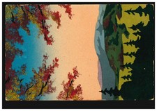 Künstler-AK Waldlandschaft mit Bergen im Herbst, DITTERSBACH 22.1.1925