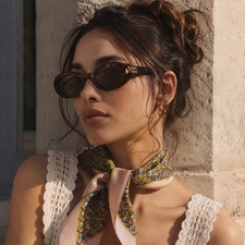 Miu Miu MU B09S Sunglasses Oval Dark Havana Tortoise Gold Logo Women Luxury