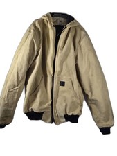 Carhartt Duck Jacket Men's Medium Tan Canvas Hooded Lined Zip J360 WNB
