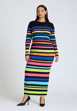 ELOQUII Women's Chic Variegated Stripe Maxi Dress - 2 Color(s) Brand New w/ Tag