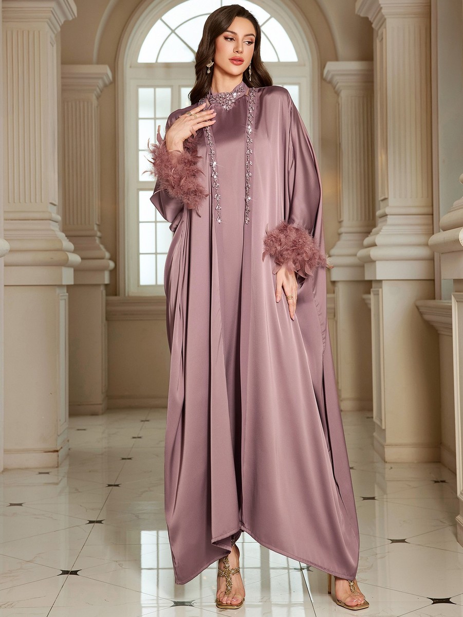 2Pcs Sets Abaya Muslim Women Open Kaftan Cardigan Long Dress Kimono Dubai  Turkey
