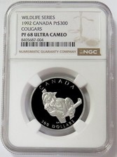 1992 PLATINUM CANADA $300 COUGARS WILDLIFE SERIES 1oz NGC PF 68 UC 2698.91 per troy oz