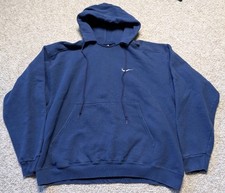 Vintage 90s Nike Embroidered Check Cut Neck Hoodie Made In USA LARGE