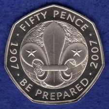 UK 2007 Proof 50p, 50 Pence Coin, Boy Scouts, Scout Movement (Ref. t7873)