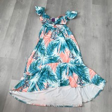 Chickway Dress Large Blue Party Midi Plus Stretch Jersey Curvy Resort Vacay