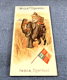 Wills " Sports of all nations " 1901. card no 39 Tiger Hunt ..Traveller Backed