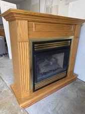 Watson's WFSC 32NVW Oak Fireplace & Surround, Brass Louver, Blower, Screen