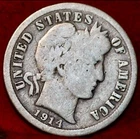 1914 Barber Dime Silver Circulated Uncertified US Coin