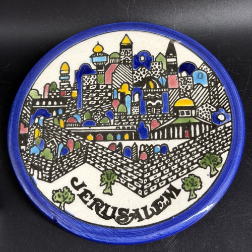 Vintage Old City Jerusalem Palestine Ceramic Plate / Trinket Dish 5" Souvenir