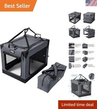 Travel-Friendly 4-Door Soft Dog Crate with Top Curtain  Easy Setup 30"L x 22"H