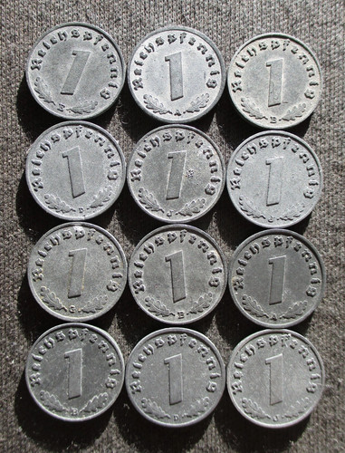 LOT OF AUTHENTIC OLD COINS OF THIRD REICH NAZI GERMANY (1940-1944) WORLD WAR II