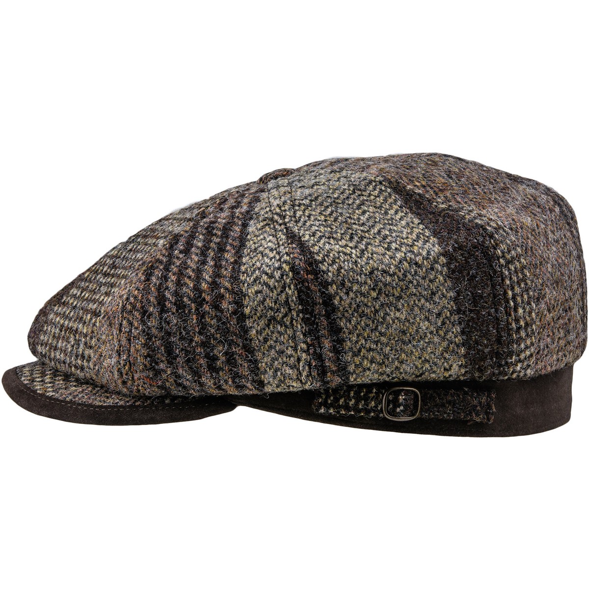 Sterkowski MALONE Harris Tweed Flat Cap Gatsby 8 Panel Wool Biker