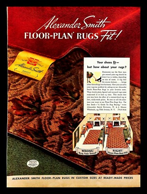 1937 Alexander Smith Floor Rugs Vintage PRINT AD House Interior Decor Design 30s