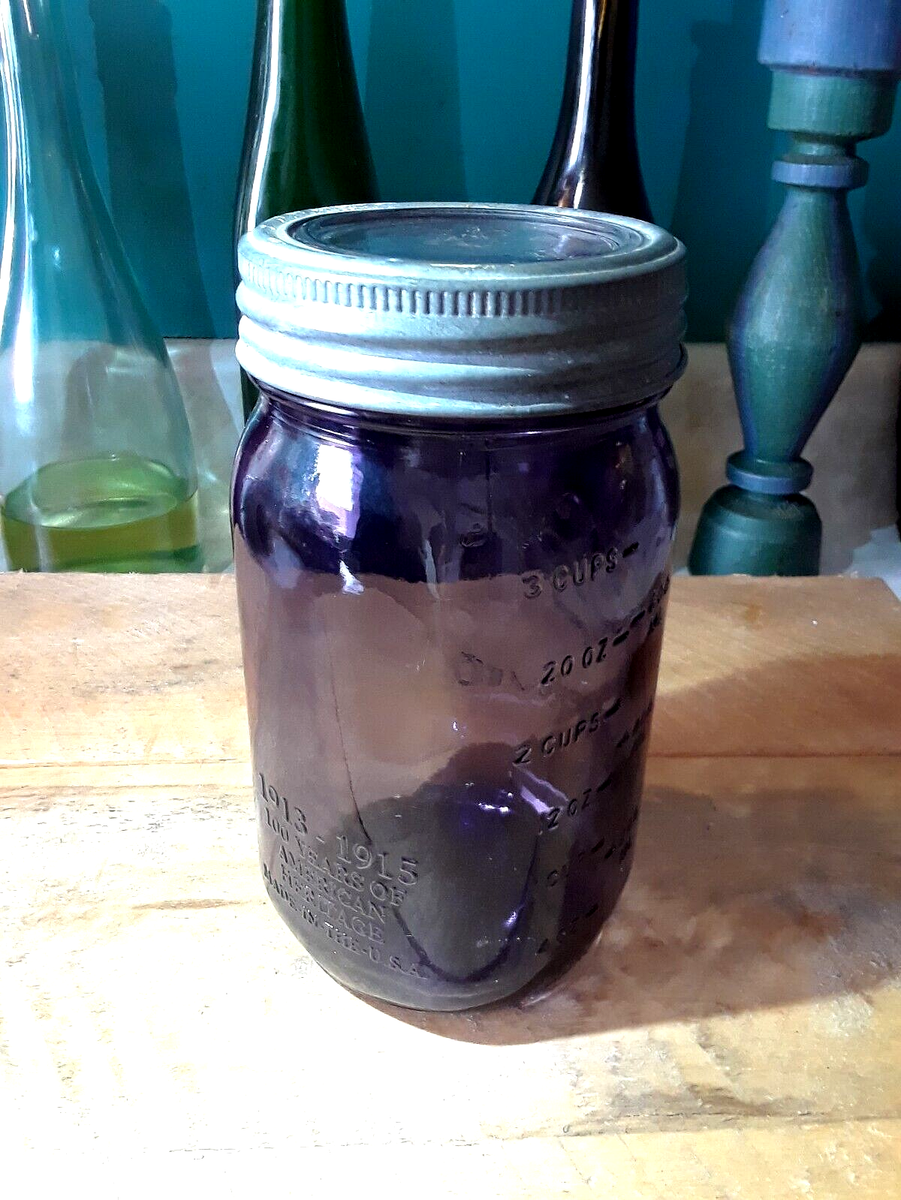 Antique Zinc Ring BALL Quart PURPLE Mason Jar WIDE MOUTH ~ Glass