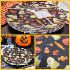 8pc Cupcakes & Cashmere Halloween GHOST Jack Pumpkin Melamine Dinner Plate SET 