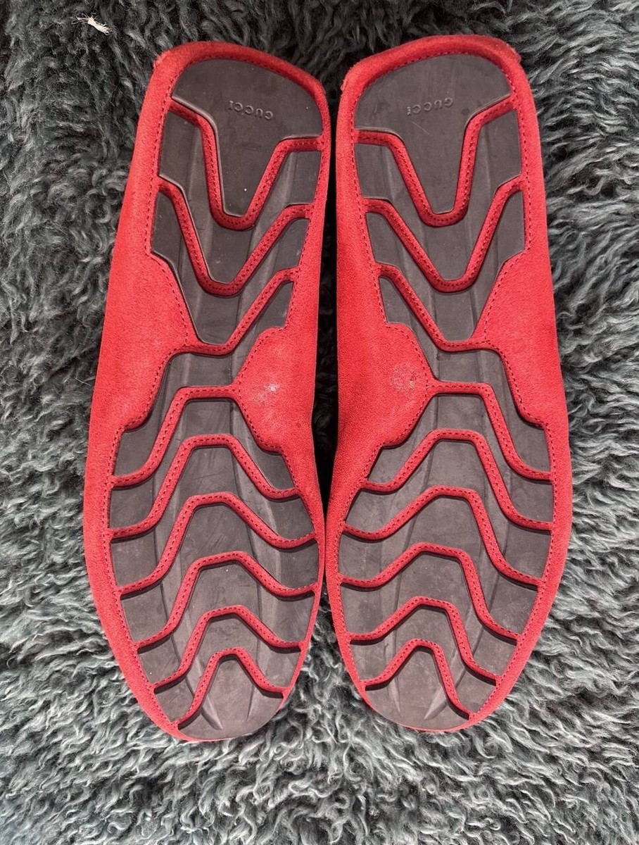 Gucci フリンジ付きローファー us7.5cm 赤黒 GUCCI グッチ レザー シェリー フリンジローファー ブラック 黒