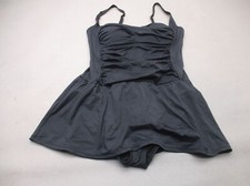 Rose Marie Reid Size L Womens Lined Wireless Drape Tummy Control Swimdress 6S
